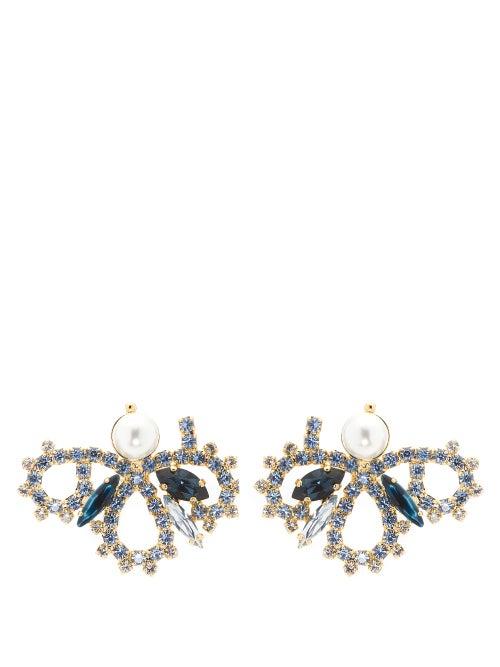 Matchesfashion.com Erdem - Crystal-embellished Earrings - Womens - Blue