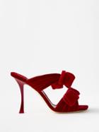 Jimmy Choo - Flaca 100 Bow-tied Velvet Mules - Womens - Red