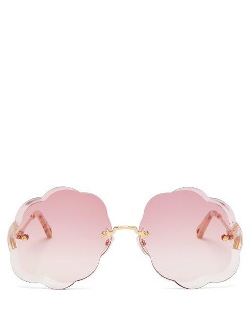 Matchesfashion.com Chlo - Rosie Cloud Metal Sunglasses - Womens - Pink Gold