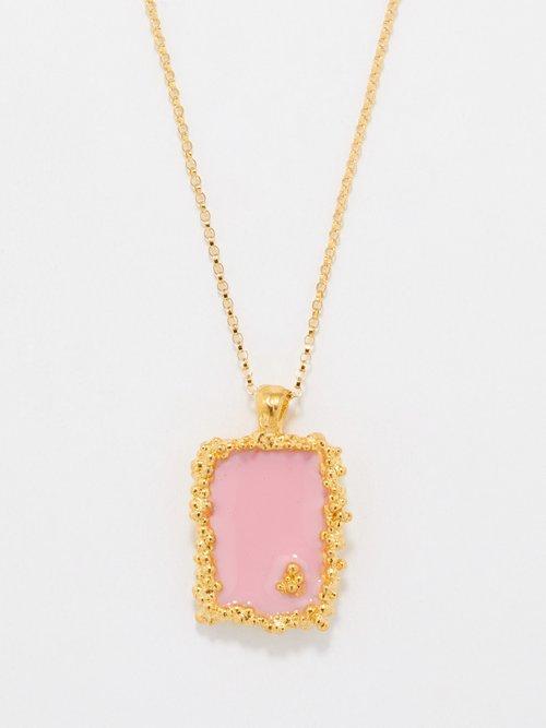 Alighieri - The Sun Faded Vignette 24kt Gold-plated Necklace - Mens - Gold Pink