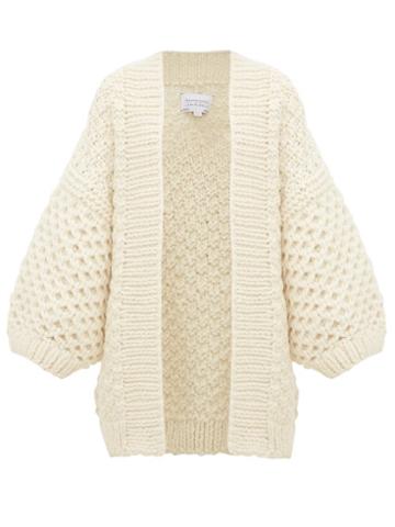 Matchesfashion.com I Love Mr Mittens - Oversized Honeycomb Knit Wool Cardigan - Womens - Cream