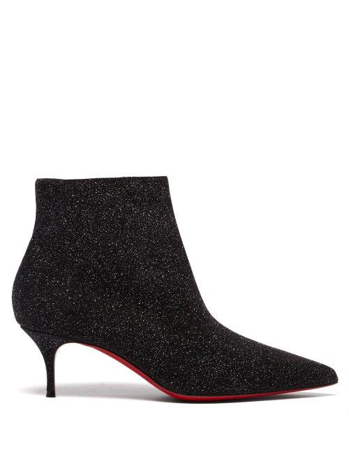 Matchesfashion.com Christian Louboutin - So Kate Booty 55 Glittered-leather Ankle Boots - Womens - Black