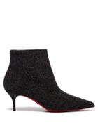 Matchesfashion.com Christian Louboutin - So Kate Booty 55 Glittered-leather Ankle Boots - Womens - Black