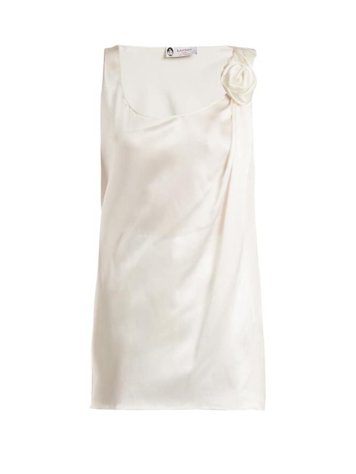 Lanvin Flower-embellished Silk Top