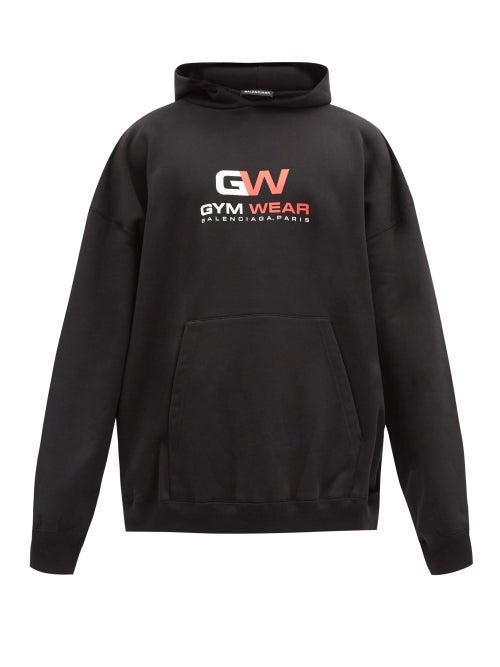 Matchesfashion.com Balenciaga - Gym Wear-print Cotton-jersey Hooded Sweatshirt - Mens - Black