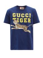 Gucci - Gucci Tiger-print Cotton-jersey T-shirt - Mens - Dark Blue