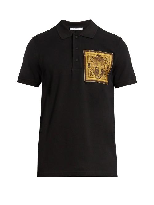 Givenchy Cobra-patch Appliqu Cotton Polo Shirt