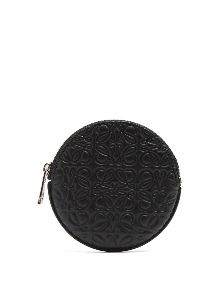 Loewe Logo-debossed Leather-circle Coin Purse