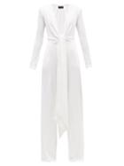 Matchesfashion.com Dundas - Plunge-neck Jersey Wide-leg Jumpsuit - Womens - White