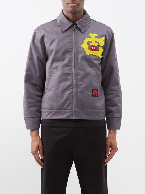 Icecream - Logo-appliqu Twill Jacket - Mens - Grey