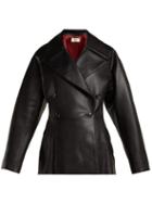 Matchesfashion.com Sara Battaglia - Double Breasted Faux Leather Jacket - Womens - Black