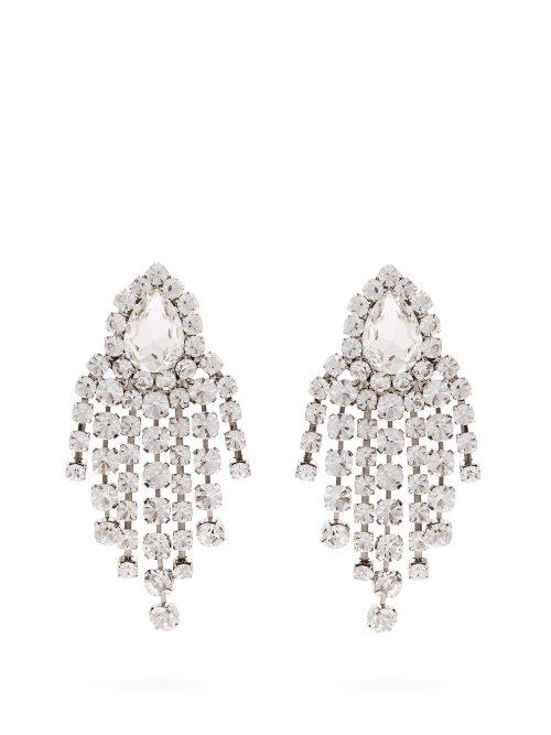 Matchesfashion.com Alessandra Rich - Crystal Embellished Chandelier Clip Earrings - Womens - Crystal