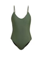 Matchesfashion.com Bower - Hutton Scoop Back Swimsuit - Womens - Dark Green