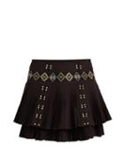 Matchesfashion.com Vanessa Bruno - Fabio Embroidered Pleated Cotton Skirt - Womens - Black