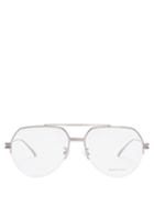 Matchesfashion.com Bottega Veneta - Ridged Metal Aviator Glasses - Womens - Silver
