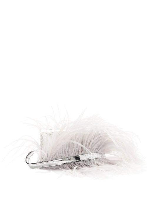 Matchesfashion.com Marques'almeida - Feather-trimmed Metallic-leather Belt Bag - Womens - Silver