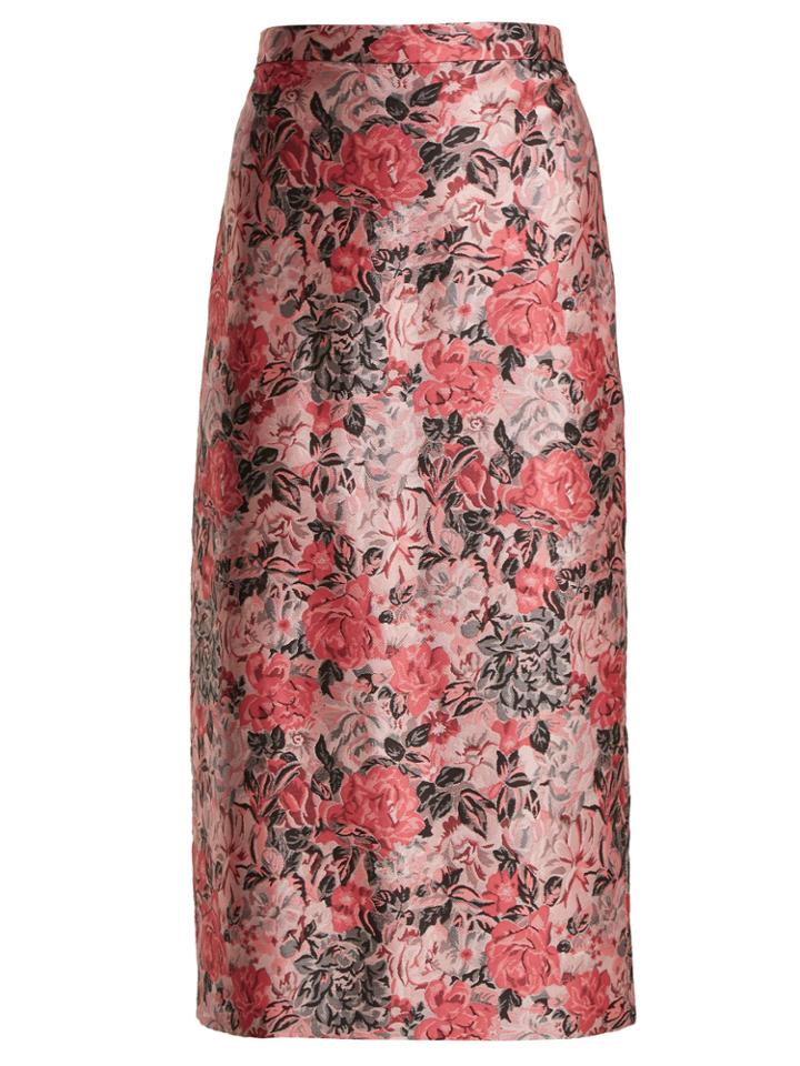 Erdem Maira Rose-jacquard Pencil Skirt