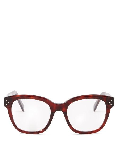 Matchesfashion.com Celine Eyewear - Square Tortoiseshell-effect Acetate Glasses - Womens - Brown