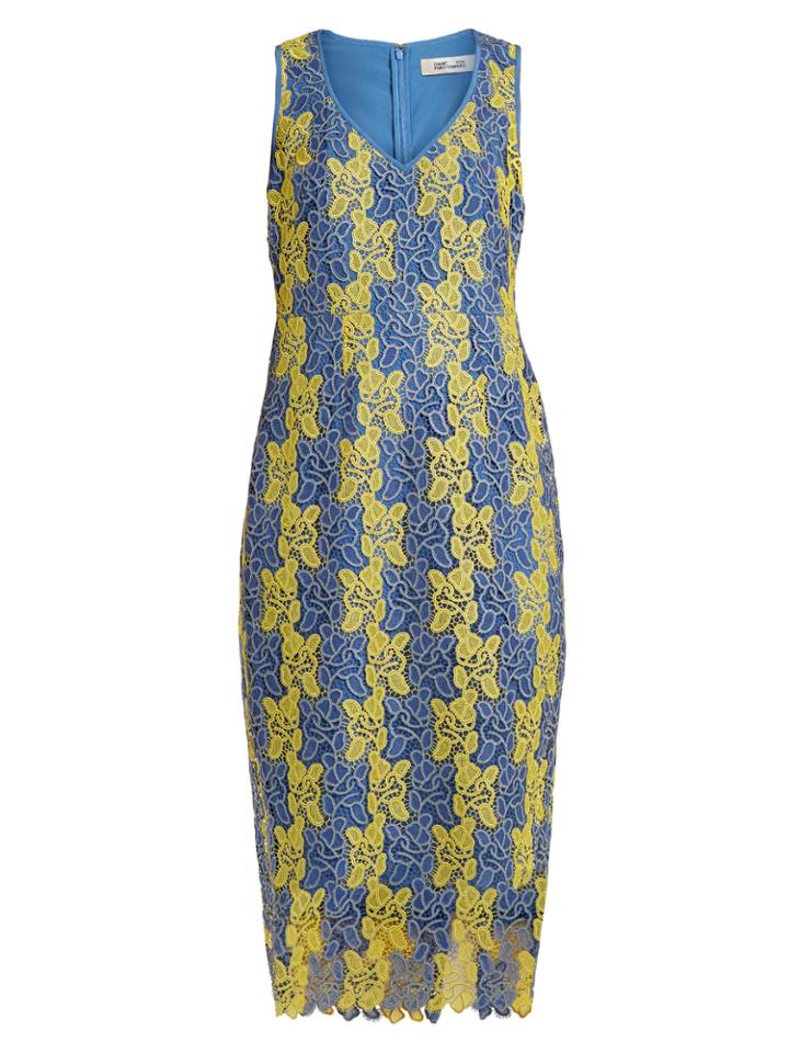 Diane Von Furstenberg Bi-colour Lace Midi Dress