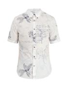 Alexander Mcqueen Leaf-print Short-sleeved Cotton Shirt