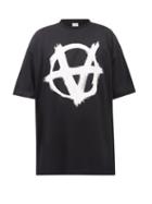 Vetements - Oversized Anarchy Logo-print Cotton T-shirt - Mens - Black White