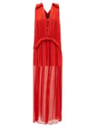 Isabel Marant - Aslaw Pleated Silk-chiffon Maxi Dress - Womens - Red