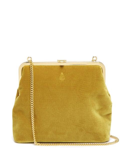 Matchesfashion.com Mark Cross - Susanna Velvet Clutch Bag - Womens - Gold