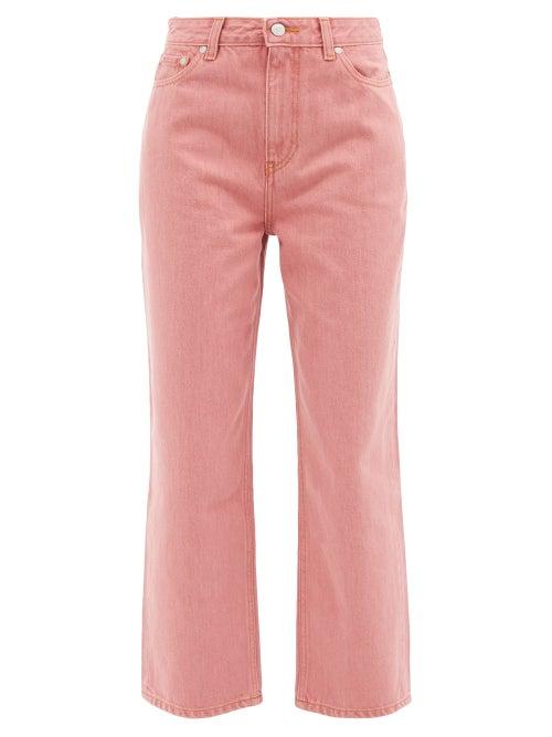 Ladies Rtw Ganni - High-rise Straight-leg Jeans - Womens - Pink