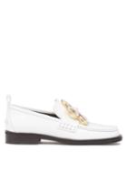 Matchesfashion.com Loewe - Flower-brooch Leather Loafers - Womens - White