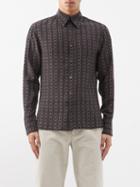 73 London - Chain-print Silk Shirt - Mens - Black Multi