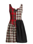 Matchesfashion.com Isa Arfen - Elsi Patchwork Tartan Wool Dress - Womens - Red Multi