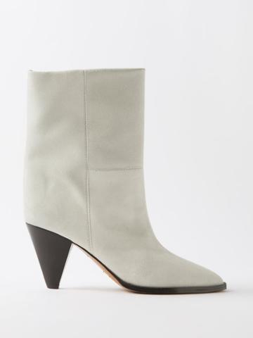 Isabel Marant - Rouxa 80 Suede Ankle Boots - Womens - Chalk
