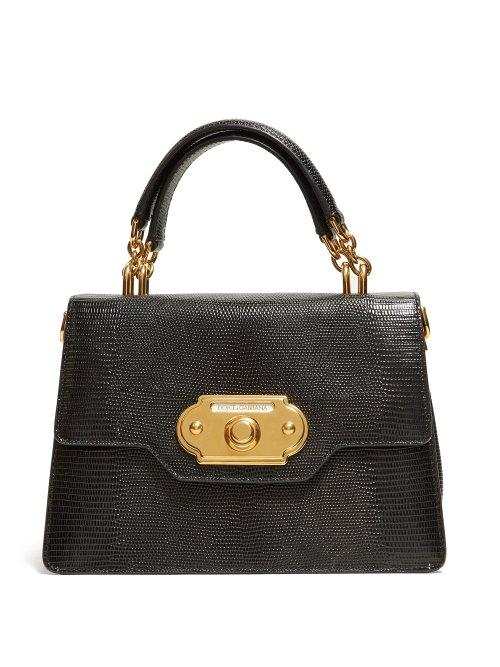 Matchesfashion.com Dolce & Gabbana - Welcome Iguana Effect Leather Bag - Womens - Black