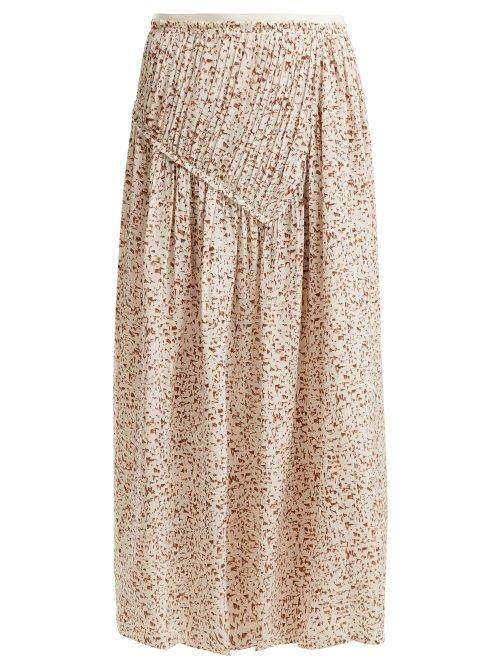 Matchesfashion.com Joseph - Collins Mineral Print Silk Skirt - Womens - Cream Print