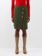 Gucci - Buttoned Wool-blend Tweed Skirt - Womens - Green Red