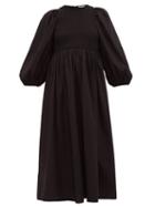 Matchesfashion.com Rhode - Andrea Shirred Cotton Midi Dress - Womens - Black