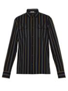 Matchesfashion.com Bottega Veneta - Multi Striped Cotton Shirt - Mens - Navy