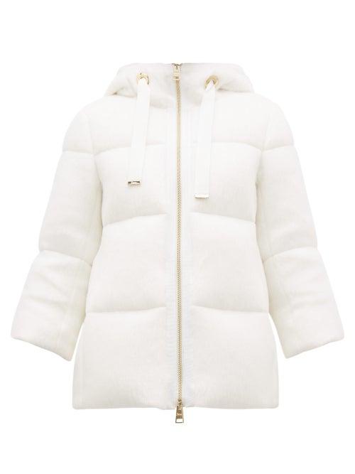 Matchesfashion.com Herno - Brushed Knit Down Filled Hooded Coat - Womens - Ivory