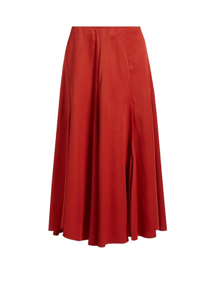 Khaite Marion Crepe-back Satin Midi Skirt