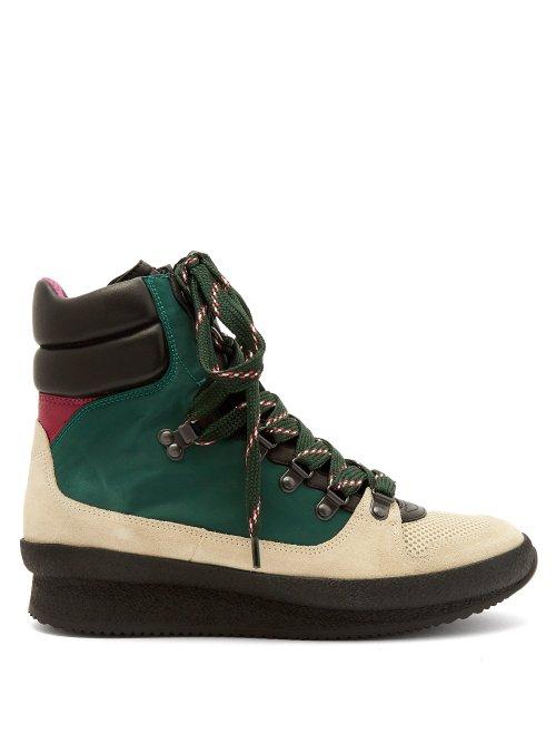 Matchesfashion.com Isabel Marant - Brendta Leather And Suede Boots - Womens - Green Multi