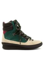 Matchesfashion.com Isabel Marant - Brendta Leather And Suede Boots - Womens - Green Multi