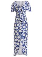 Matchesfashion.com Rebecca De Ravenel - Zaza Tie Front Button Down Dress - Womens - Blue Multi