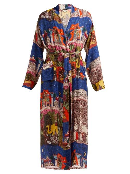 Matchesfashion.com Chufy - Camel Tie Waist Robe Jacket - Womens - Blue Multi