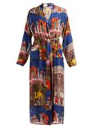 Matchesfashion.com Chufy - Camel Tie Waist Robe Jacket - Womens - Blue Multi