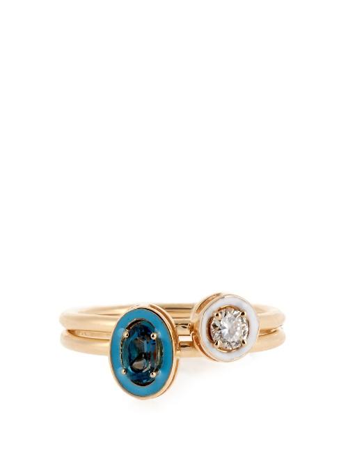 Alison Lou Diamond, Topaz, Enamel & Yellow-gold Rings