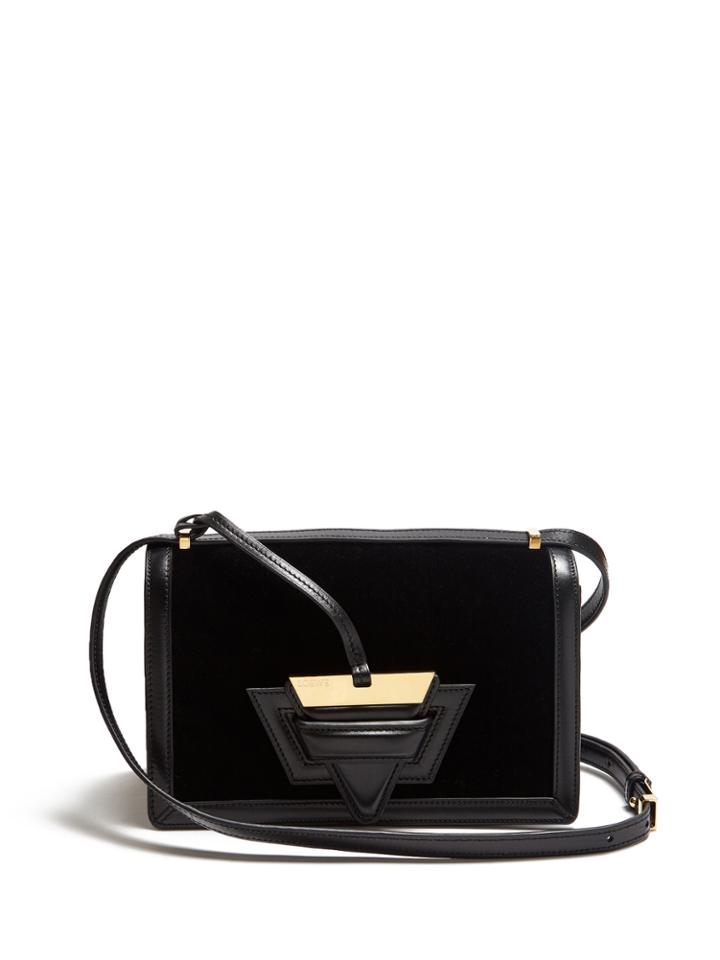 Loewe Barcelona Velvet And Leather Shoulder Bag