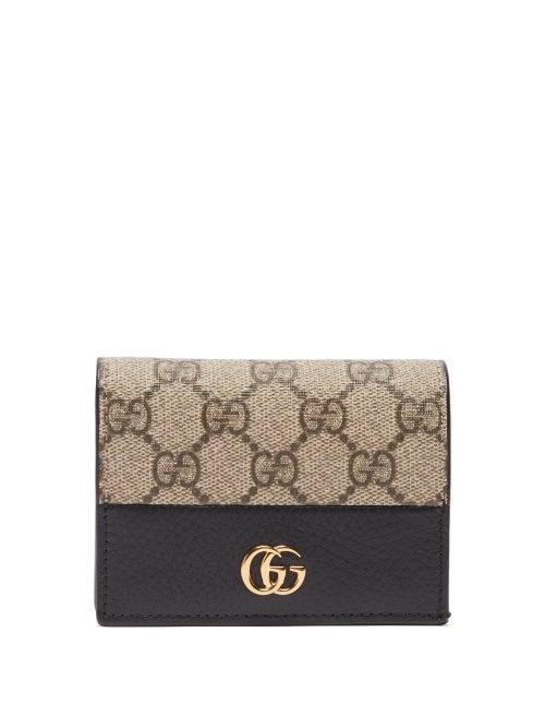 Gucci - Gg Marmont Leather Bi-fold Wallet - Womens - Black Beige