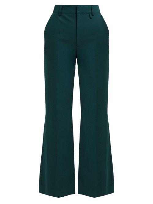 Matchesfashion.com Alexachung - Flared Cotton Twill Trousers - Womens - Green