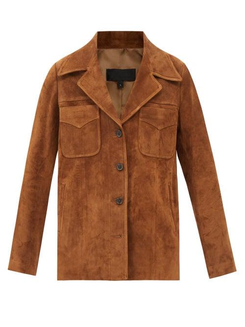 Nili Lotan - Dominic Patch-pocket Suede Jacket - Womens - Brown