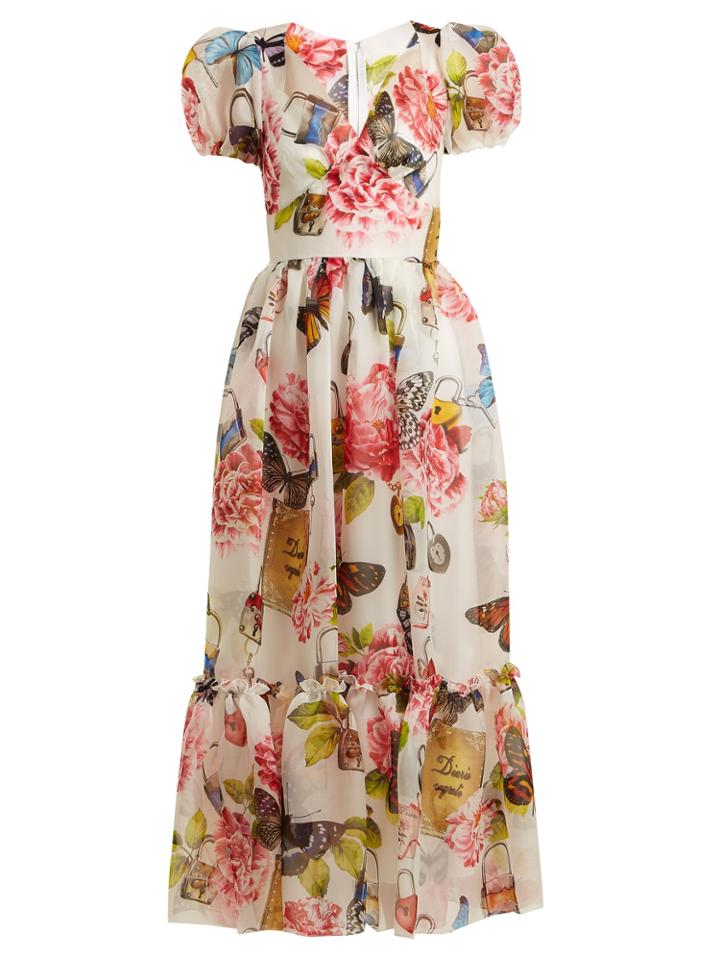 Dolce & Gabbana Butterfly And Padlock-print Midi Dress